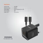 PORODO DUAL PORT WALL WITH CHARGER C TO C CABLE