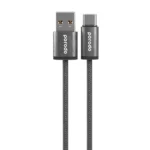 PORODO WOVEN BRAIDED USB-A TYPE-C CABLE DATA & FAST CHARGE ALUMINUM SHELL 1.2M/4FT BLACK