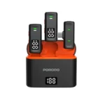 Porodo Wireless Collar Double Microphone With Charging Case and Lightning Adapter -Black PD-WCDMIC-BK