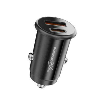 PORODO USB A+C CAR CHARGER WITH C+LIGHTNING CABLE 30W