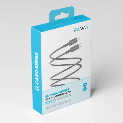 PAWA EL-CARO SERIES USB-C TO LIGHTNING PREMIUM BRAIDED CABLE 2M 27W - GREY
 PW-20BD27CL-GY