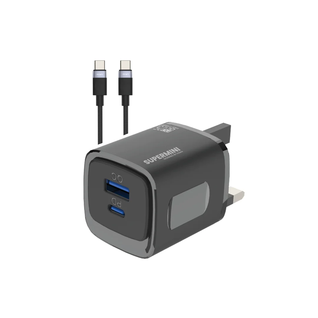 1755196349_QX287x6Tbd0hQo7hcXLtCJoOYja36n2DSSE2C0qV.webp PAWA SUPERMINI TRAVEL CHARGER PD+QC port 25W cable - Image 1