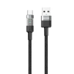 PORODO BRAIDED 3A PD A TO C FAST CHARGING CABLE WITH TRANSPARENT HEAD 1.2M - BLACK