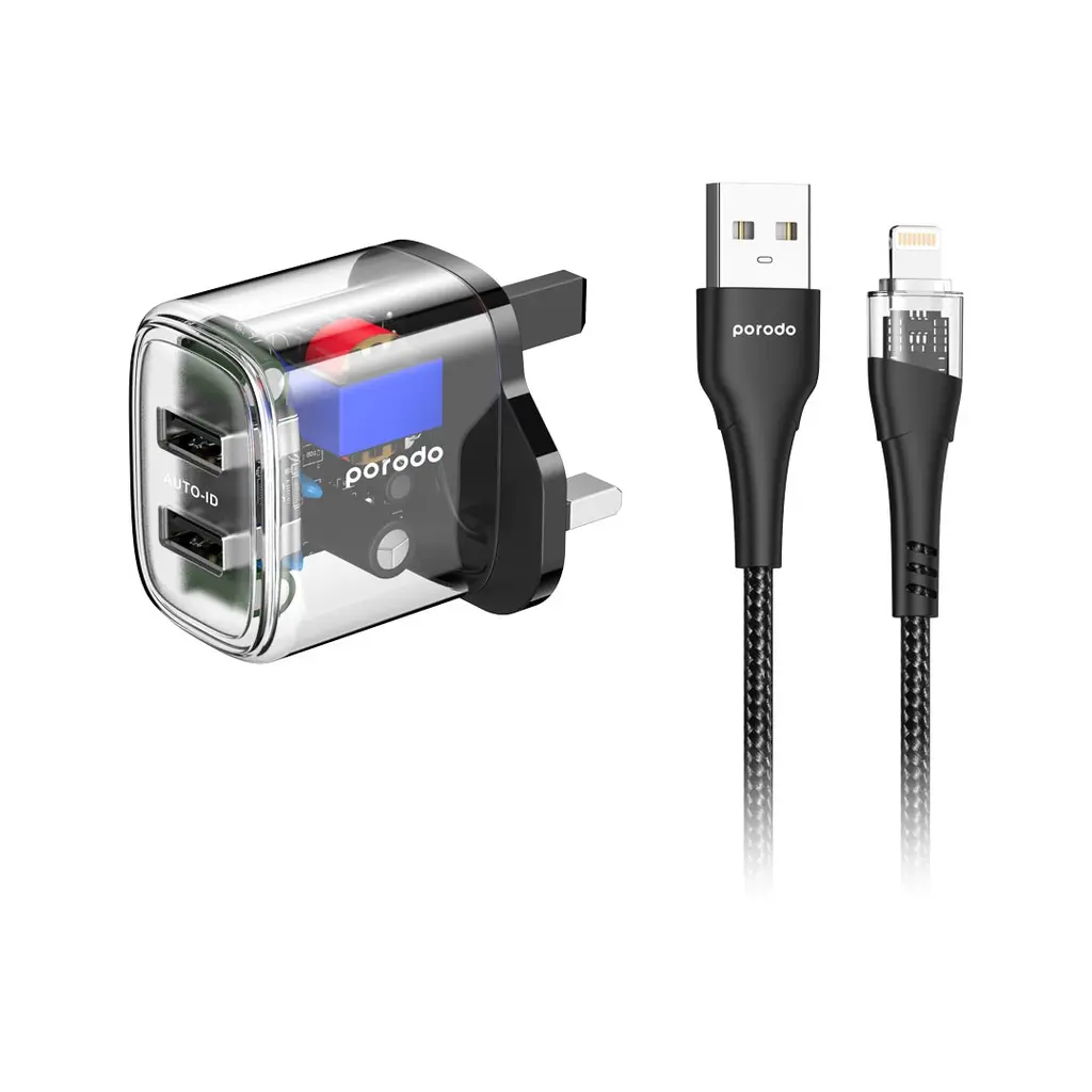 1758552946_1863785290_PORODO202.4A20AUTO20ID20TECHNOLOGY20DUAL20OUTPUT20TRANSPARENT20CHARGER20WITH20USB-A20TO20LIGHTNING20CABLE201.220METER20PORODO20E2809320BLACK.webp PORODO 2.4A AUTO ID TECHNOLOGY DUAL OUTPUT TRANSPARENT CHARGER WITH USB-A TO LIGHTNING CABLE 1.2 METER PORODO – BLACK - Image 1