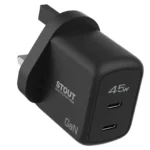 PAWA STOUT GAN TRAVEL CHARGER WITH DUAL PD 45W-BLK