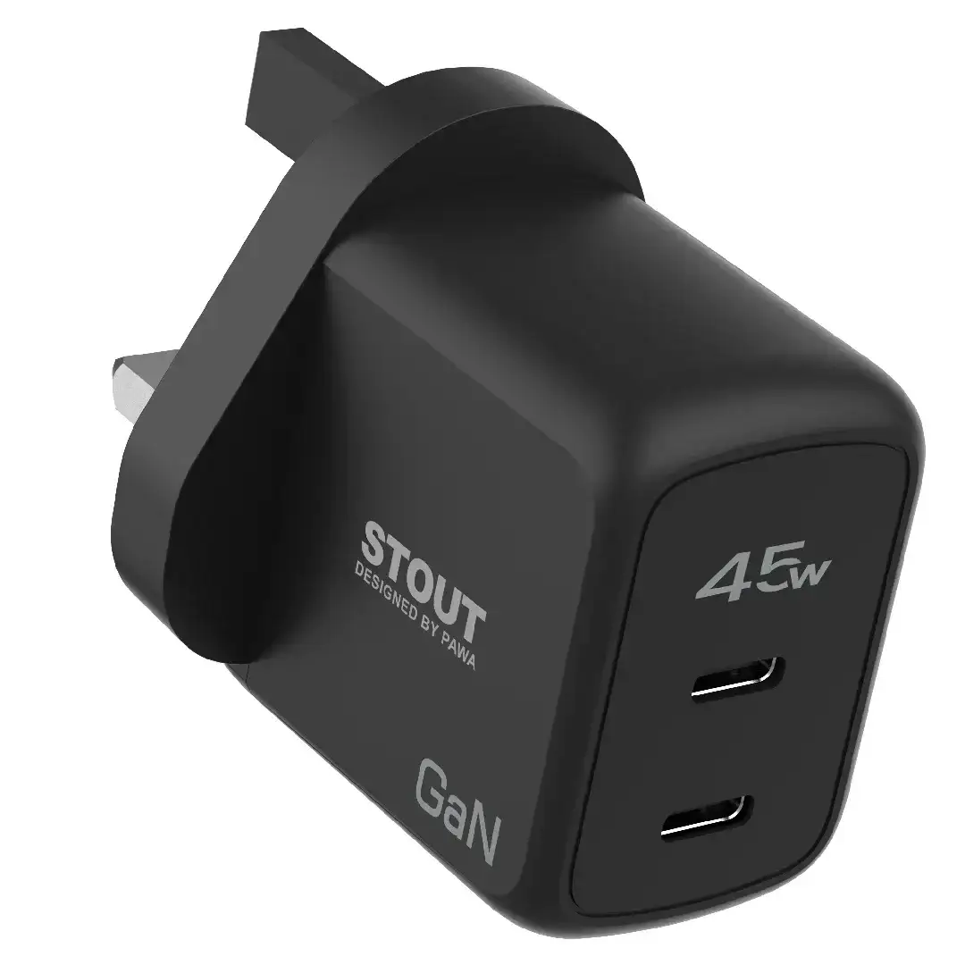 1758961644_2041170191_6476971387794.webp PAWA STOUT GAN TRAVEL CHARGER WITH DUAL PD 45W-BLK - Image 1