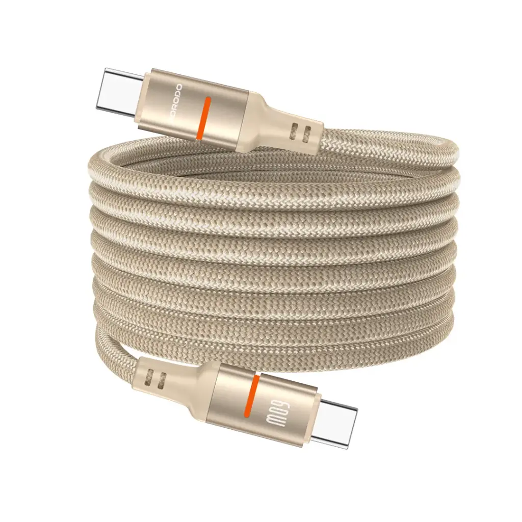 PORODO 60W TYPE C TO C MAGNETIC BRAIDED CABLE -GRAY - Image 1