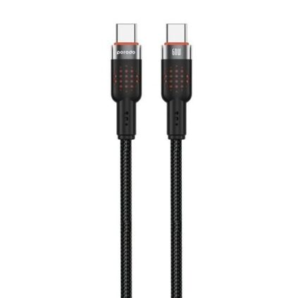PORODO 1.2M TYPE-C CHARGING CABLE 60W BRAIDED - BLK