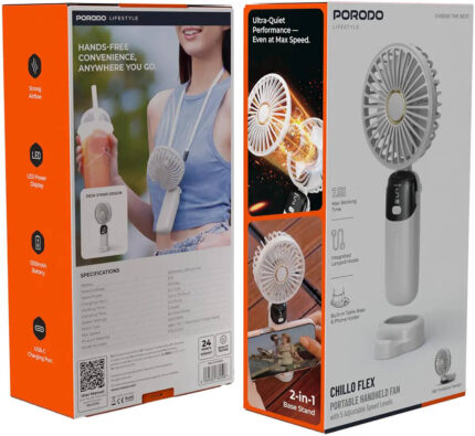 PORODO LIFESTYLE CHILLO FLEX PORTABLE HANDHELD FAN-WHITE