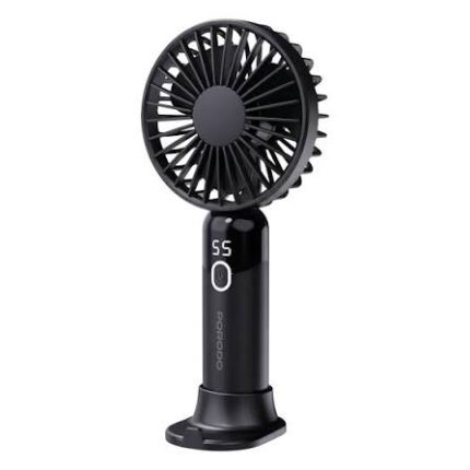 PORODO LIFESTYLE CHILLO AIR PORTABLE HANDHELD FAN WITH 2-IN-1 DETACHABLE BASE&PHONESTAND-BLACK